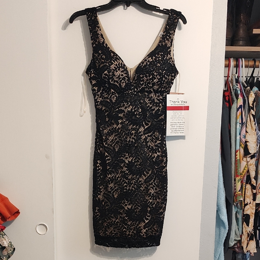 Elegant Black Lace Mini Dress